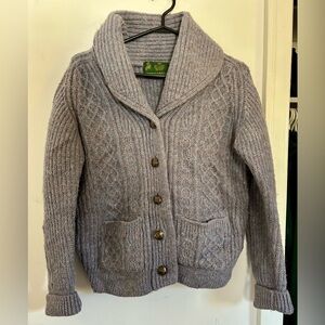 Cozy Gray Cable Knit Pure Wool Cardigan